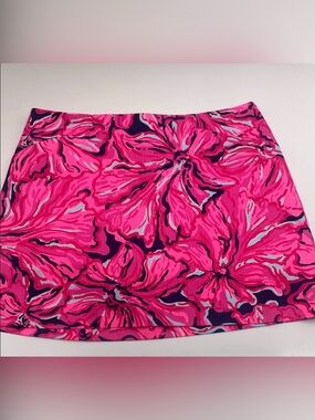 Lilly Pulitzer Hot Pink & black Floral Mini Skirt
